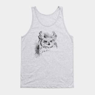 Great Horned Owl Art Sketch Pattern Tank Top